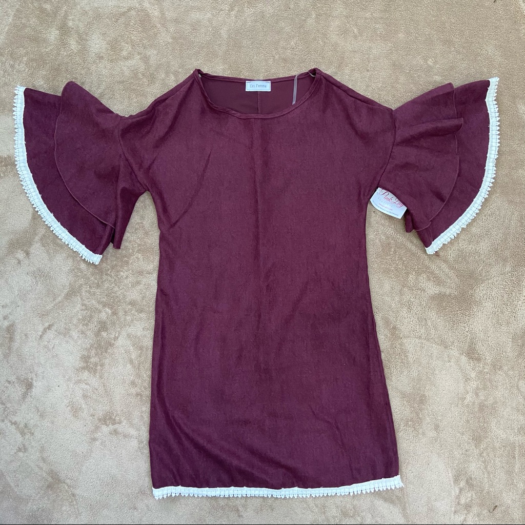 Nwt Faux Suede Bell Sleeve 70s Mini Dress Small
